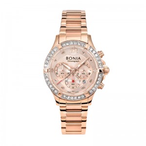 Bonia BNB10705-2575C Full Rosegold Diamond Chronograph